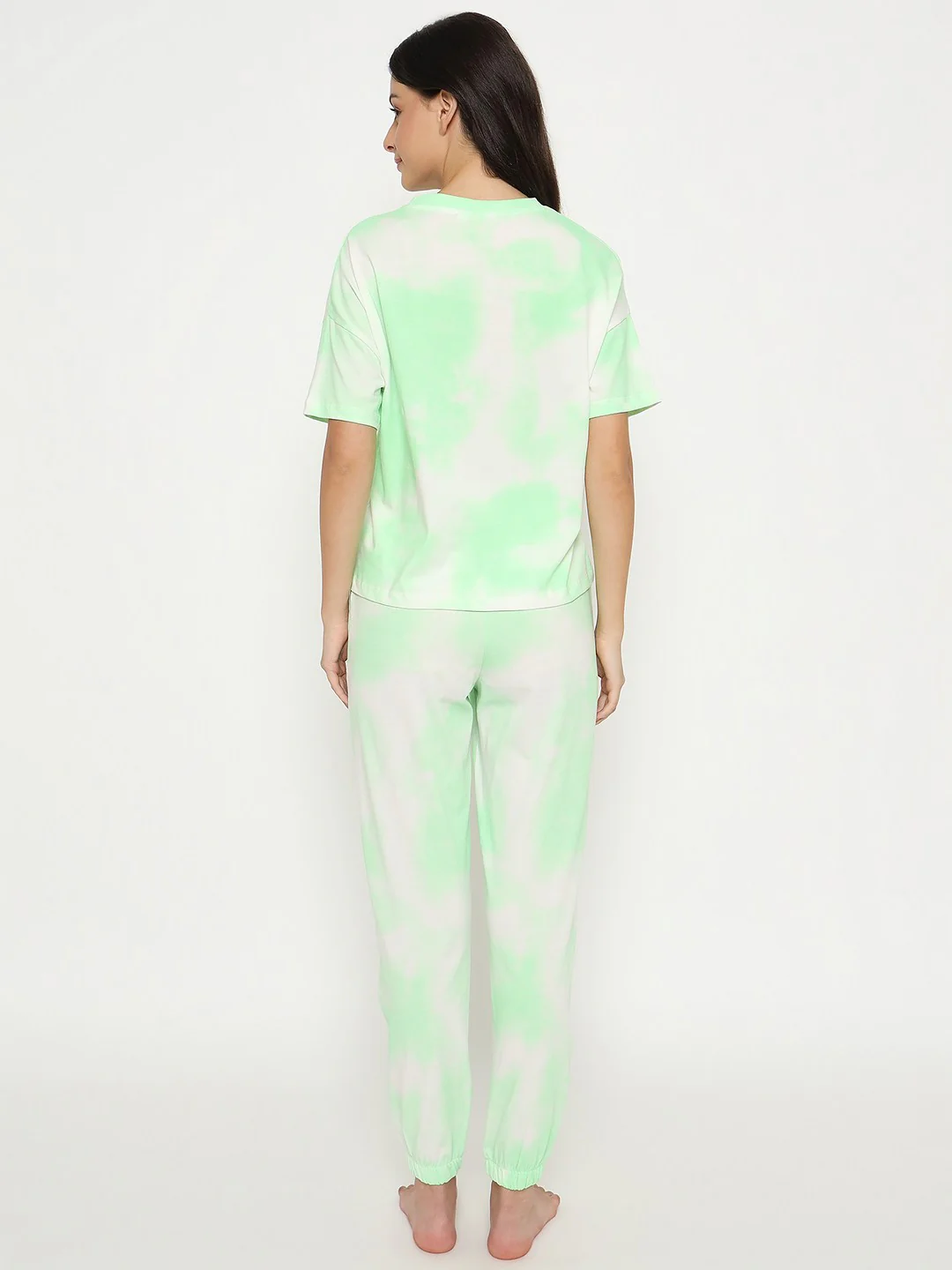mSECRET Tie and Dye Top and Bottom Printed Green Night Suit - Image 6