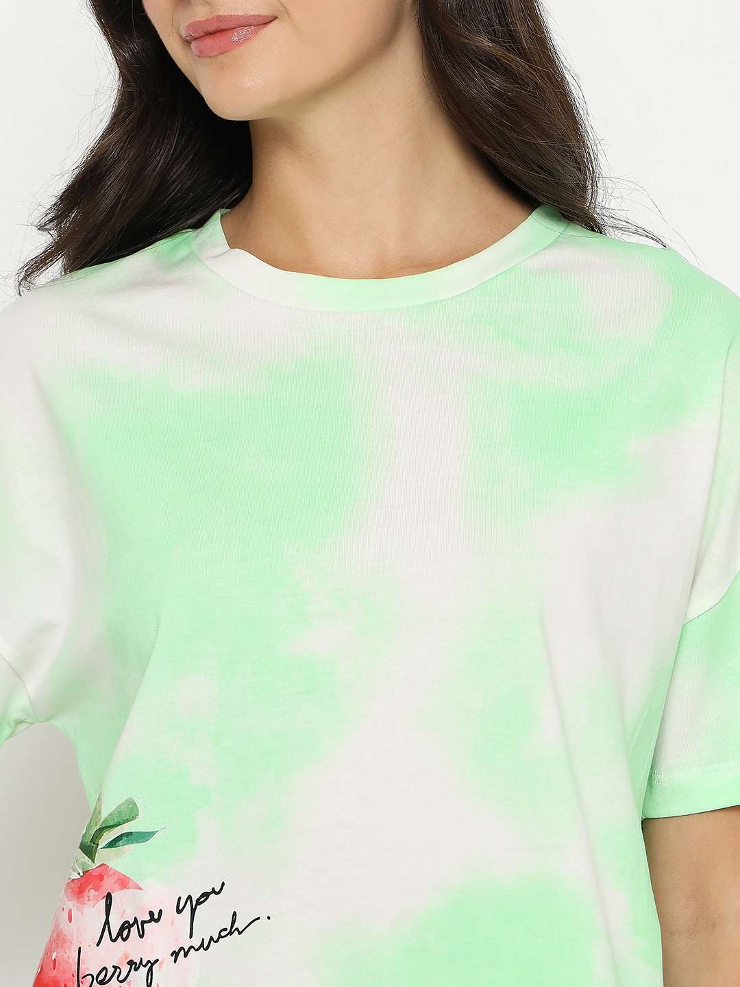 mSECRET Tie and Dye Top and Bottom Printed Green Night Suit - Image 7