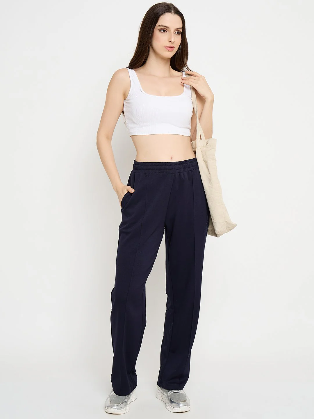 mSECRET Print Detailed Navy Blue Tapered Track Bottoms - Image 3
