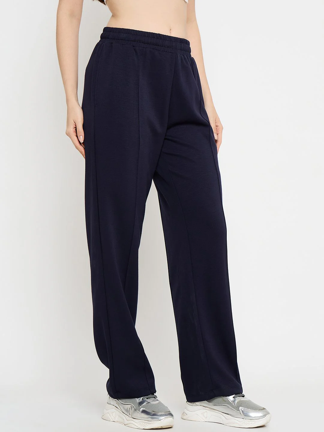 mSECRET Print Detailed Navy Blue Tapered Track Bottoms - Image 4