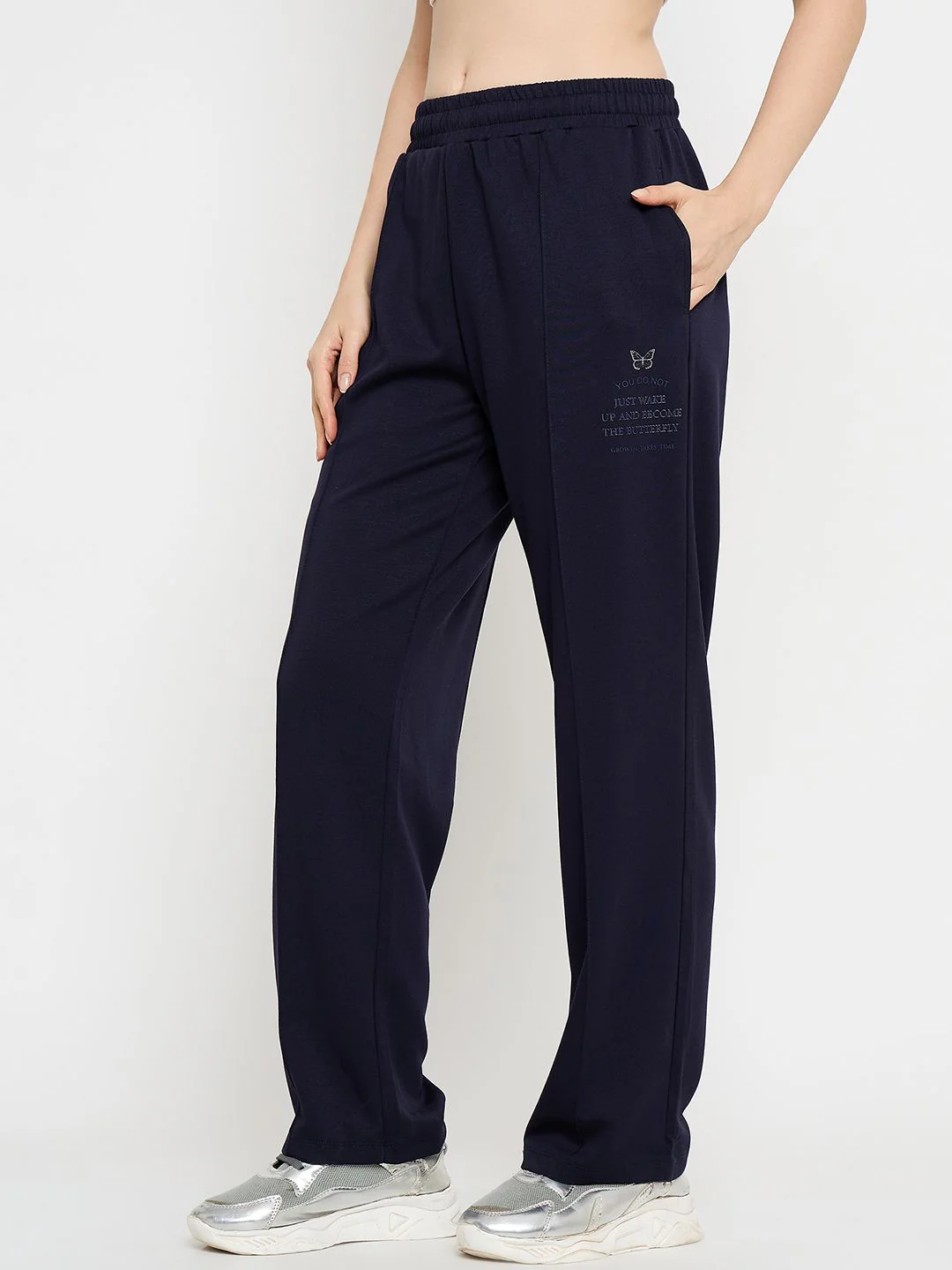 mSECRET Print Detailed Navy Blue Tapered Track Bottoms - Image 5