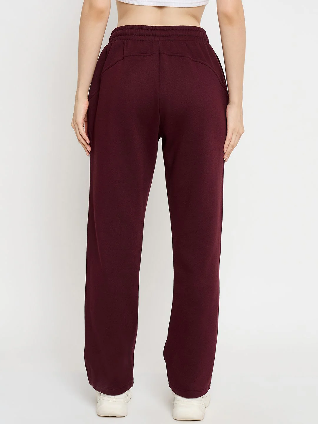 mSECRET Solid Cotton Blend Wine Red Track Bottoms - Image 6
