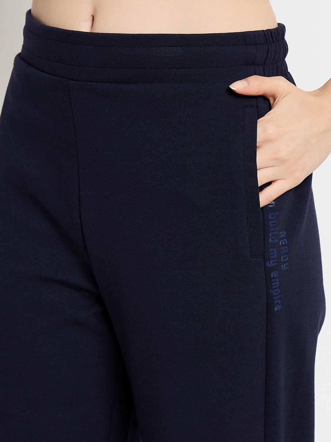 mSECRET Cotton Blend Navy Blue Straight Track Bottoms - Image 7